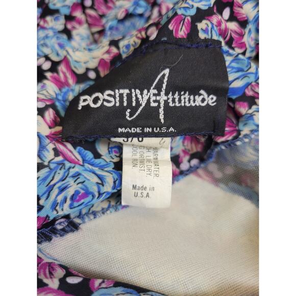 Vintage Positive Attitude Blouson Floral Dress Midi Womens 5/6 Shoulder Pads - Picture 5 of 5